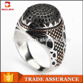 China Boojew professional design black zircon stone18k white gold plated ring for men